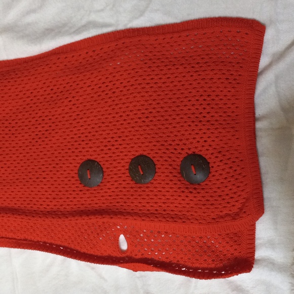 PURE & Co. Wrap Shawl Tangerine Color Knit 3-Button One Size 100% Cotton - Picture 5 of 7